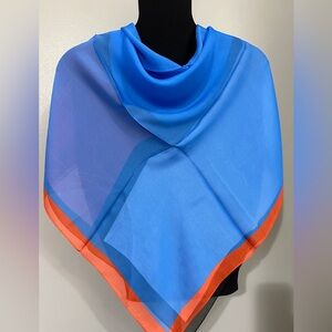 100% silk Scarf Square Extra large color block blue red white